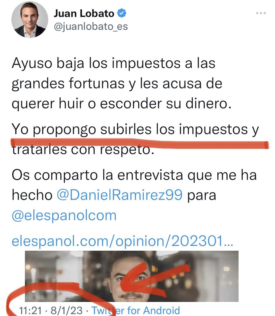 ismaelquesada's tweet photo. La película sería así:

—Lobato: Voy a poner un tweet diciendo que está genial ser rico y atraer voto de empresas y grandes fortunas.

—Llamada de Sánchez: ¡Pero Juan, qué haces! que somos socialistas, ¡copón bendito! Borra eso!

—Lobato: Pero…
—Sánchez: que borres!
—Lobato: Voy https://t.co/r5cpVKh2UT