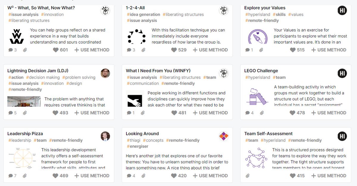 This weekend, I've been sharing toolkits/resources for facilitating change. The most comprehensive free resource is this <a href="/SessionLab/">SessionLab</a> library with > 1,100 methods. Every leader needs facilitation skills &amp; everyone can use these methods. Visit here to start: sessionlab.com/library