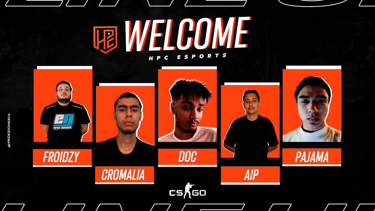 Hoje damos as Boas Vindas à nossa equipa PRO de CS:GO:

Nuno “froidzy” Nascimento <a href="/froidzy/">froidzy</a> 🇵🇹
Darshan “DOC” Santiago @Csgodoc 🇬🇧
Thor “Cromalia” Santiago <a href="/CromaCS/">Thor</a> 🇩🇰
Adrian “AiP” Tudorache @AiPcsgo 
🇷🇴
Daniel “pajama” d’Harns @pajama_cs 🇧🇪

#ReachYourDreams🟠⚫