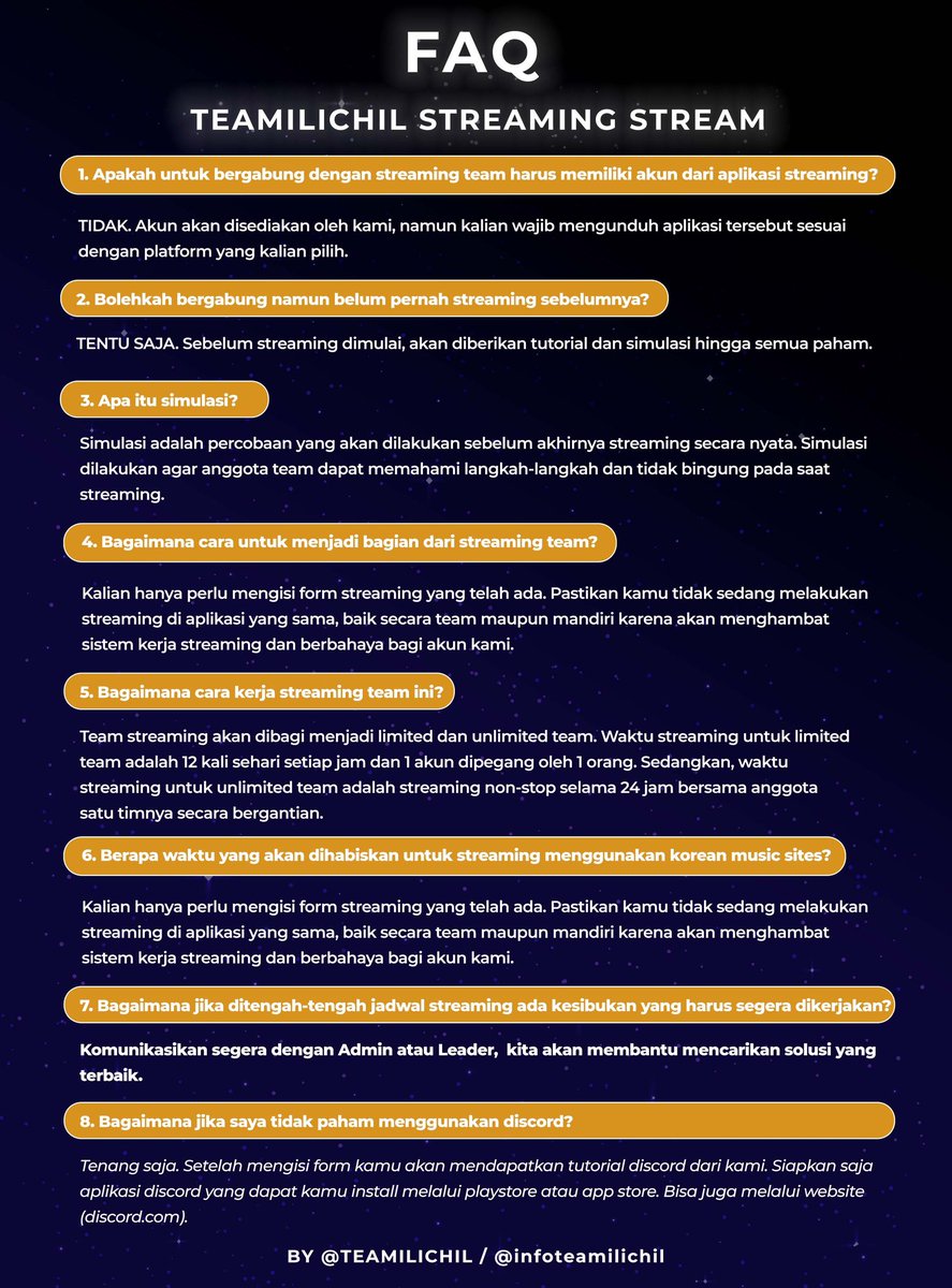 💗AY–YO TEAMILICHIL OPEN STREAMING CLUB 💗

Teamilichil membuka pendaftaran tim streaming di tiga club utama untuk menyukseskan #NCT127 'Ay–Yo'.

🌴CLUB
🍈MELON
🧞GENIE
💜FLO

Pendaftaran dan info lengkap di sini ⬇️
🔗bit.ly/Ay-Yostream

Join us!🔥
#NCT127_Ay_Yo