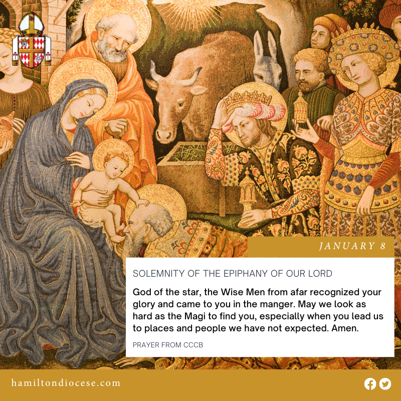 Today we celebrate the Solemnity of the Epiphany of Our Lord. The word Epiphany means “manifestation” or “showing forth.” We celebrate the revealing of Jesus’ true identity as the Messiah, in the visit and gift-giving from the Magi.