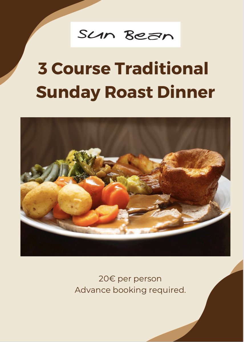 SunBean_Adeje's tweet photo. Tonight we have our 3 course Sunday Roast for only 20€ per person and then we have live music with the Godfather of Swing! ⭐️ Advance booking required @SunBean_Adeje #SunBean #RoyalSunsetBeachClub @Minerva_VT @EmmaJayneWoodie @RuthMcgowan_ @LauraG_RM @ClaudiaGMorell 🍽️ 🍷 https://t.co/PTjU2S3Fbi