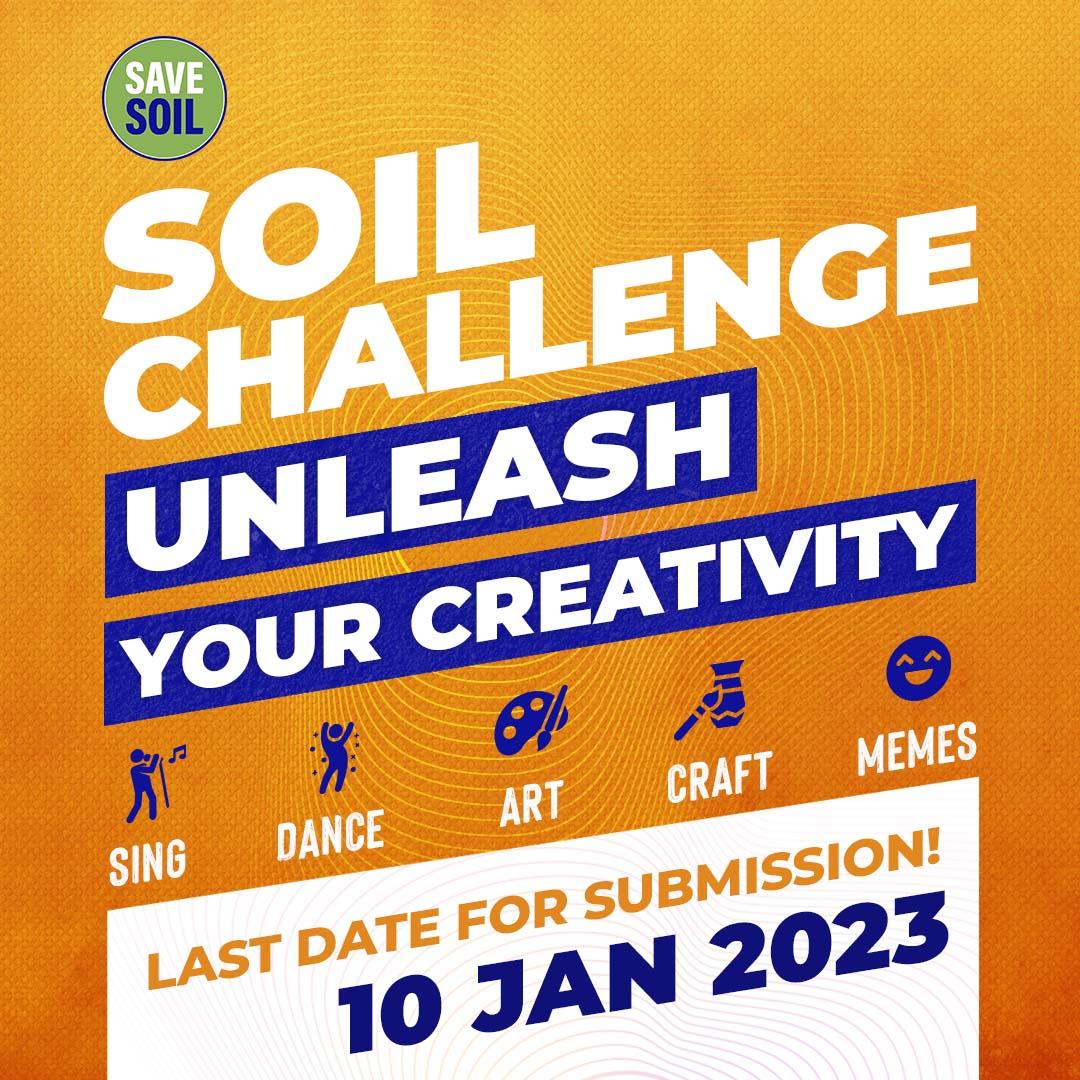 cpsavesoil's tweet photo. Join the #SoilChallenge to win a special poster signed by @SadhguruJV! Show off your Soil-themed dance moves, song, artwork, crafts, or memes - anything goes!
Last date for submission - Jan 10 2023. 
Winners will be announced on Jan 14 2023. 
#SaveSoil - Let us make it happen! https://t.co/cqkQDx0wjC