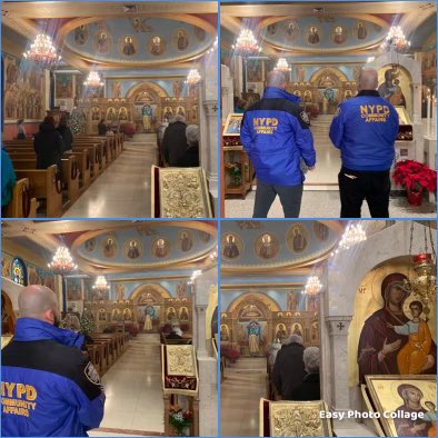 NYPDCommAffairs's tweet photo. Our Clergy outreach unit were visiting St. Eleftherios Greek Orthodox Church with Rev. Dr. Protopresbyter Nicolas Kazarian during Sunday Mass . https://t.co/irx7mj7wIh