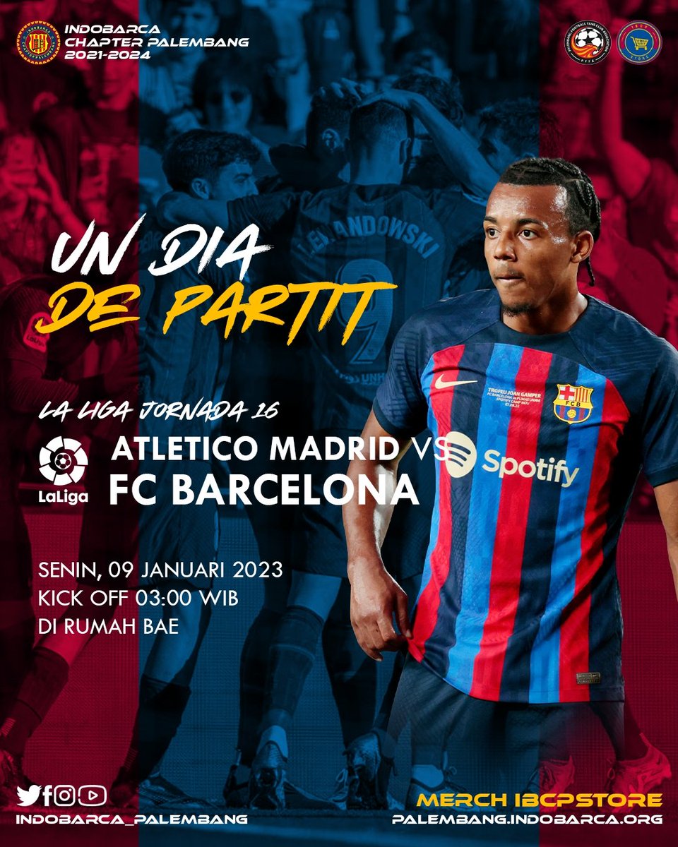 Dini hari ini Barça akan kembali bertanding dalam ajang <a href="/LaLiga/">LALIGA</a> Jornada ke-16 menghadapi Atlético Madrid 

Namun, mohon maaf untuk match kali ini Event Nonton Bareng ditiadakan dulu ya, les. Semoga Barca menang &amp; mendapatkan 3 point pada match kali ini. 

#VisçaBarça
#Indobarca