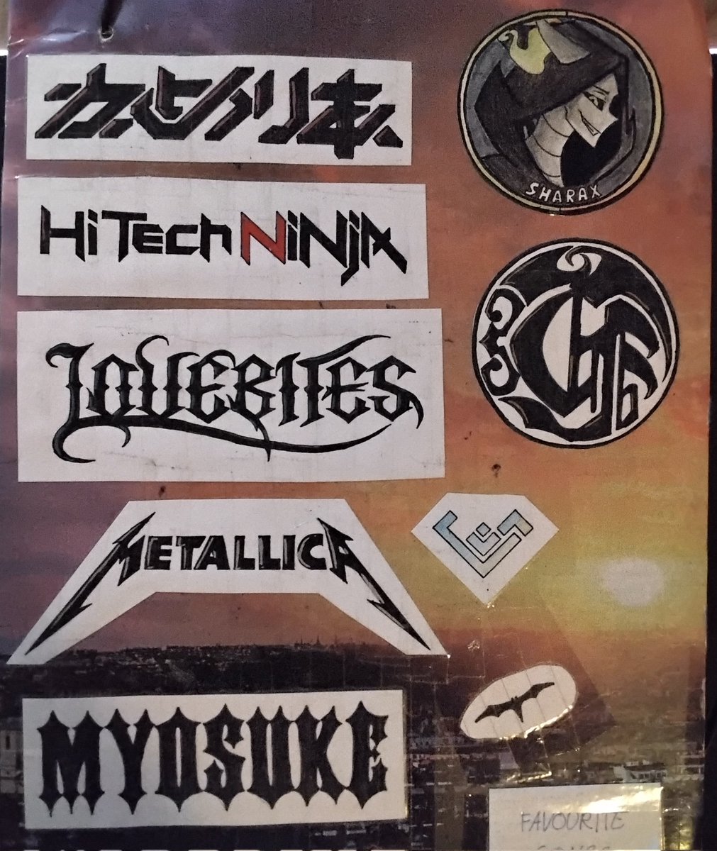 NightWulf857's tweet photo. Made stickers of my favourite music artists✨️
#camellia #HiTECHNiNJA #SharaX #TeamGrimoire #loveBites
#Metallica #Myosuke #silentroom https://t.co/UBEPoJPqMk