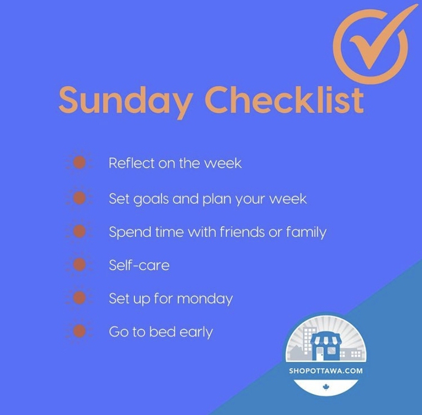 How do you spend your Sunday? 
 
#sunday #selfcaresunday #weeklyplanning #shoplocal #shoplocalottawa #shopottawalocal #ottawalife