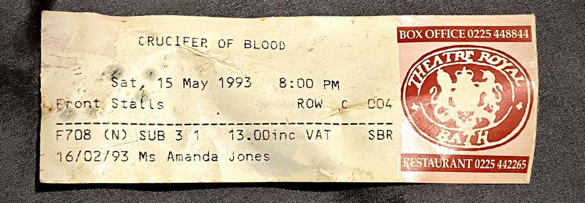 DoddEmpire's tweet photo. A little battered, a little worn and looking rather neglected … and also, there’s this theatre ticket I just found. Thirty years ago next month! Can that really be true!? @mcashmanCBE @susanpenhaligon https://t.co/aa7zgMCQmc