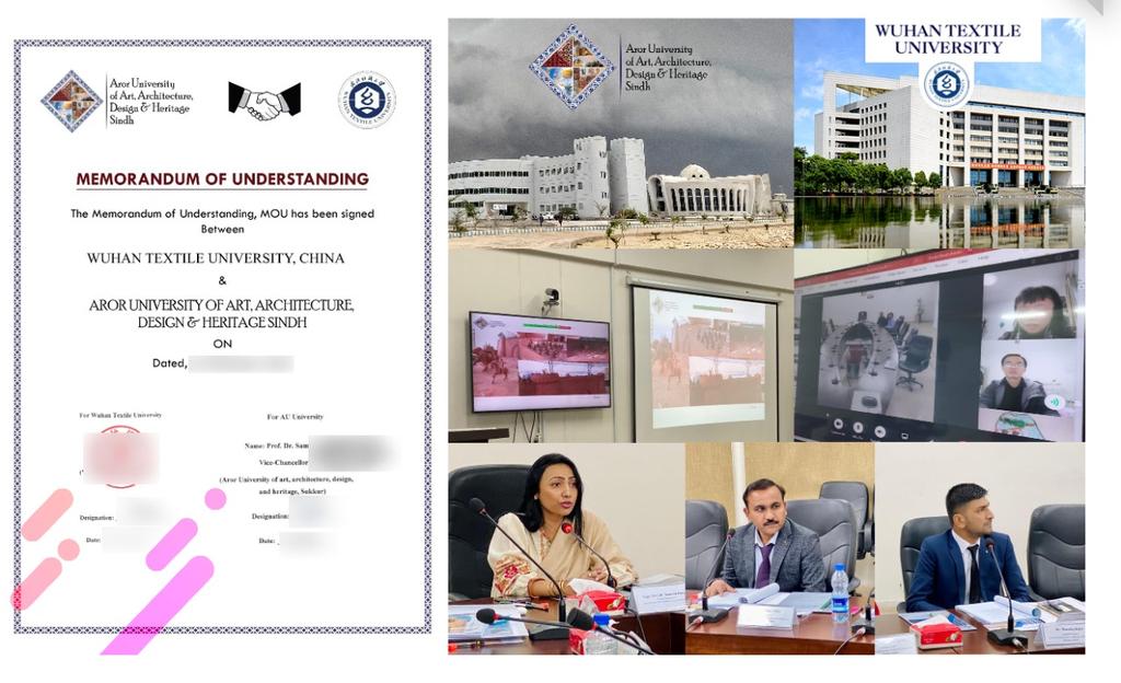 ArorUniversity's tweet photo. Another Milestone!
Aror University Sindh inks MoU with Wuhan Textile University China, aiming to exchange Students, Staff, &amp; Faculty Members, to offer Fully Funded/Paid Internships during 3rd Year and Final Year and can get Scholarships. https://t.co/sw1qlq36EO