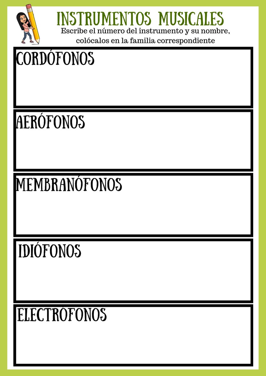 Mª Jesús Camino Rentería on Twitter "Instrumentos musicales, ficha de