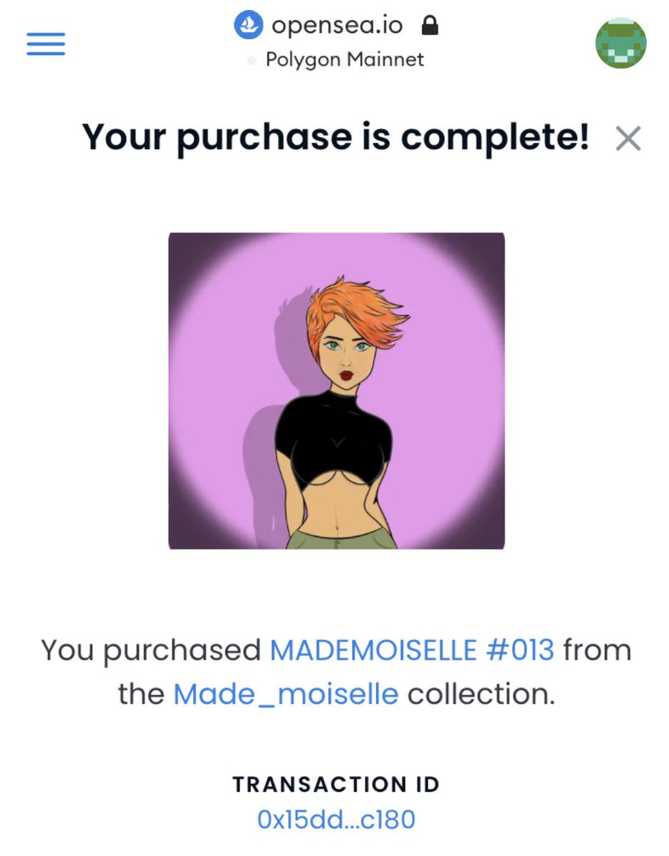 🔥🔥🔥 Grabbed this beautiful MADEMOISELLE from <a href="/_miss_bong/">MADEMOISELLE</a>, thank you for being active 🔥🔥🔥
 #nftbuyers #NFTSold #womansnftart