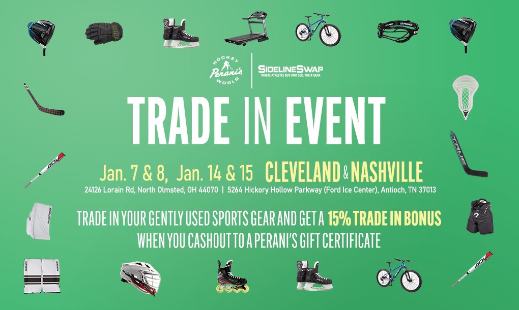 hockeyworld's tweet image. There’s still time to stop by our  @SidelineSwap events at our Cleveland and Nashville locations!  #Cleveland #Nashville #SidelineSwap