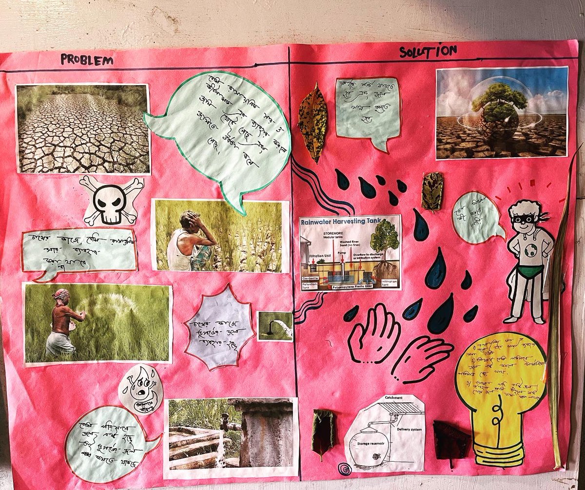 TuriyoF's tweet photo. The kids at Future Art &amp; Learning Alternatives try some creative problem solving after identifying local #environment and #ClimateCrisis issues at village #chauddhachuli in West Bengal. https://t.co/CRN5WRhBsC