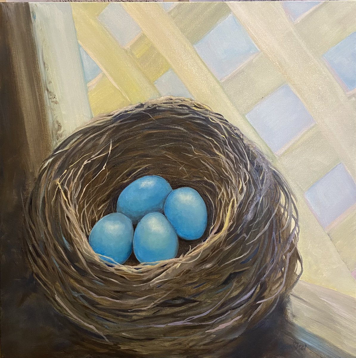 LynnRicci's tweet photo. Just finished - thinking #new beginnings and wishing for #spring with the #newyear 24x24 gallery wrapped oil. #artistsontwitter #artists #art #painting https://t.co/63X5fh4CKF
