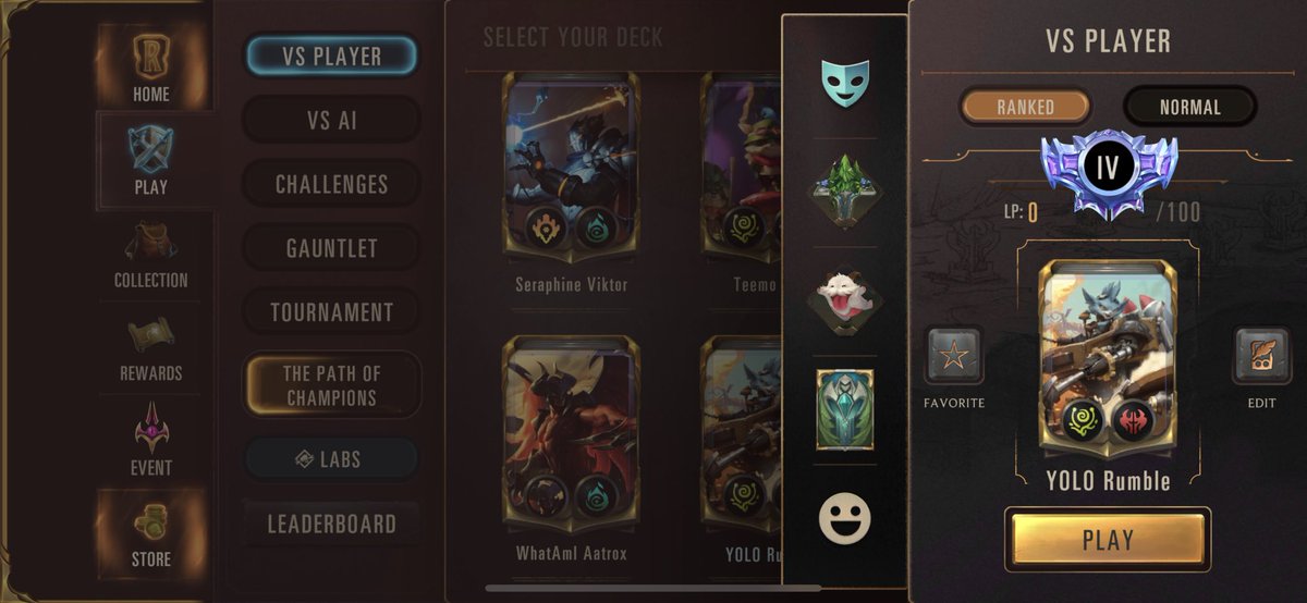 Hit Diamond for the first time in a bit on Friday. Haven’t really played much the last 3 months or so. Also did it with a SUPER fun deck that YoloKappaSwag from my stream recommended and it’s 🔥 

Think I might prefer Mecha Yordle Rumble to Tumble my Rumble 👌👌