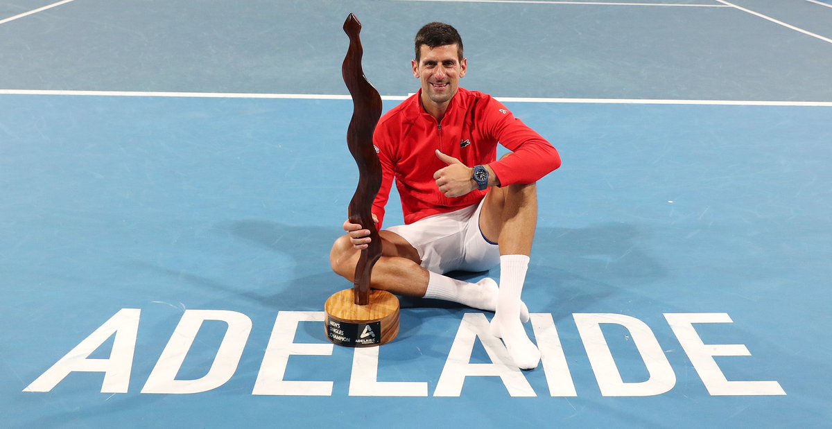 DjokerNole's tweet photo. 🏆🙏🏼💪🏼😘❤️🎾🇦🇺🇷🇸 #adelaideinternational https://t.co/pPJw3fYCDT