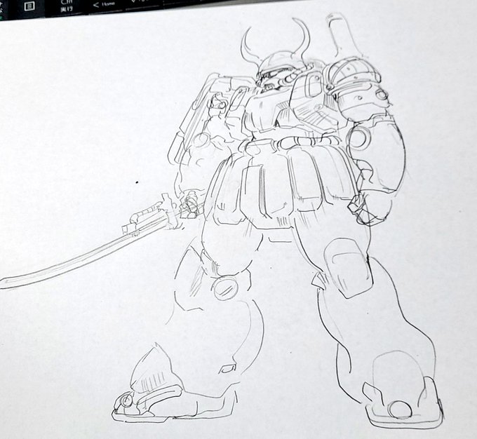 ヒートカタナ使うムチムチしたザクが描きてえと思ったので描いた 