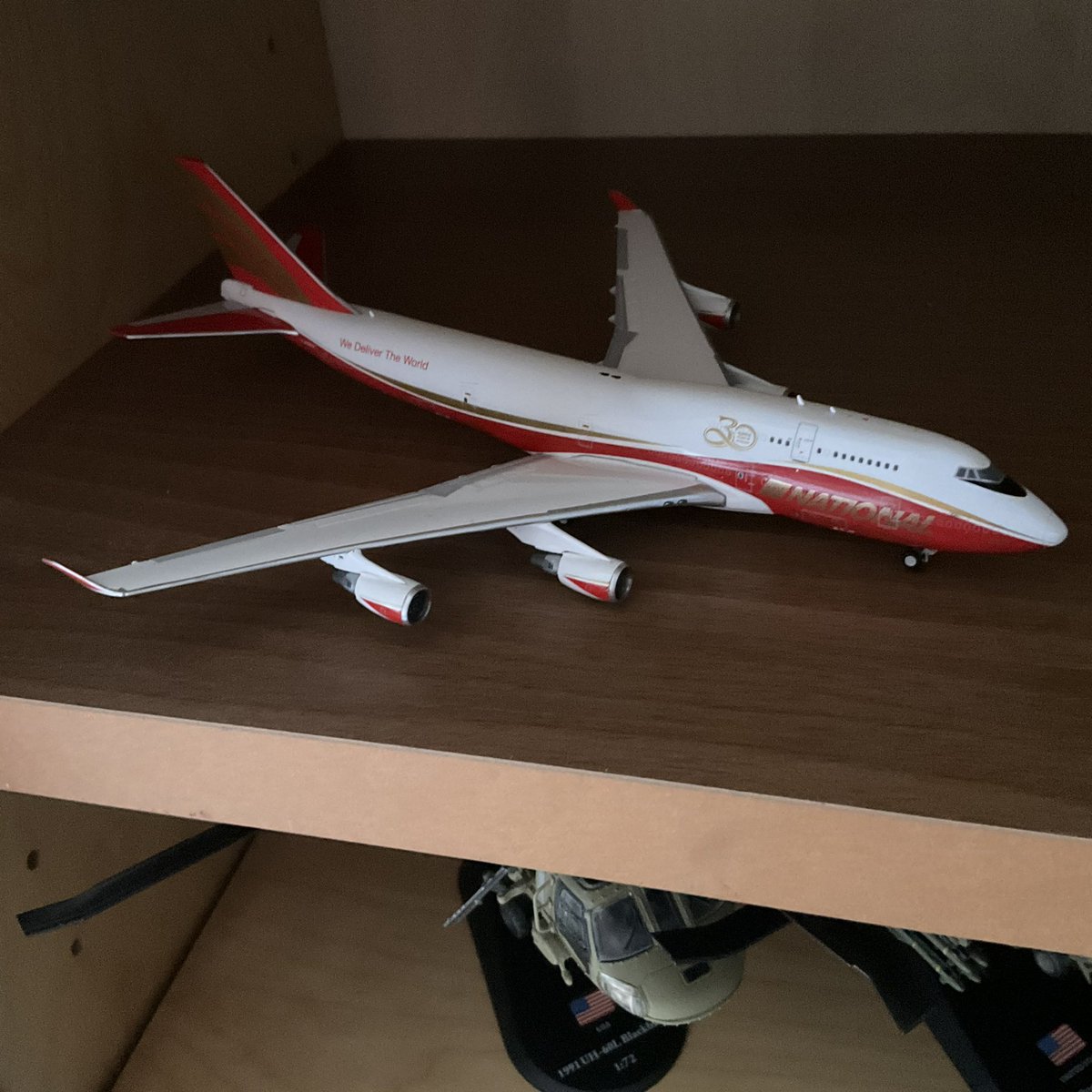 JordanWeir45's tweet photo. My @GoNationalAir @Boeing 747-400BCF 30th Anniversary Livery N936CA 1/400 scale diecast model has arrived whoop 🙌🏼 love it 😍👌🏼✈️ #NationalAirlines #GoNationalAir #National #Boeing747400BCF #N936CA #Freighter #30thAnniversaryLivery #DiecastModel #1400Scale #JCWings #AvGeek https://t.co/0mAVIWTtrv
