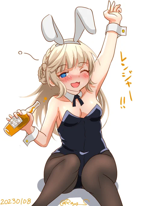 酒乱バニー#艦これ版深夜の真剣お絵描き60分一本勝負 #艦これ版真剣お絵描き60分一本勝負_20230108 