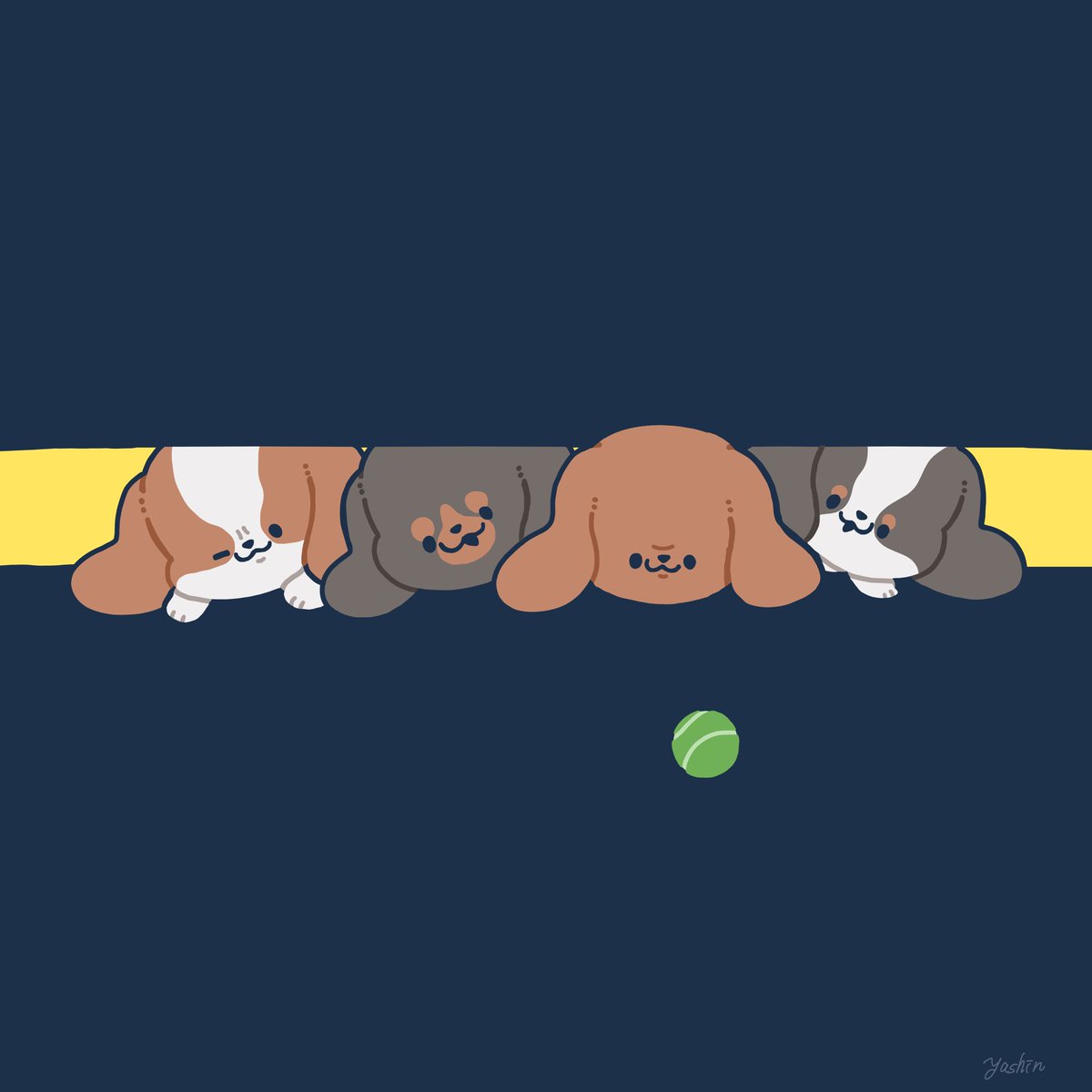 「ボール出てこない#たれみみよんひき 」|ヤシン/悪ハム2巻出た！のイラスト