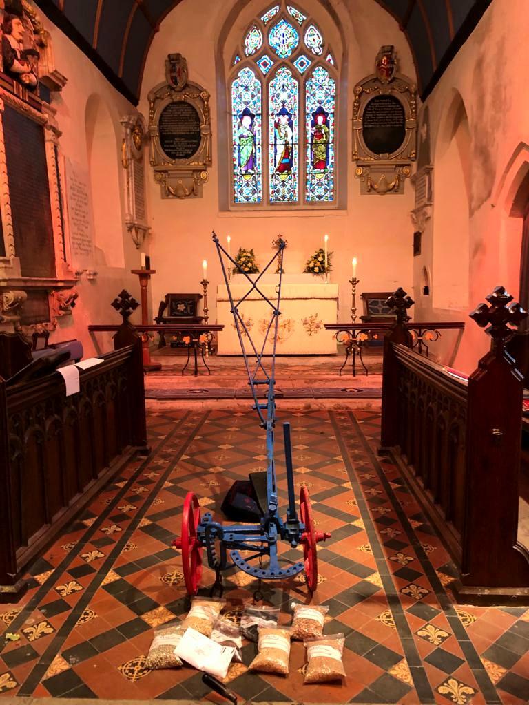 BattleFarms's tweet photo. Great to have been able to take an old plough to a local church for todays Plough Sunday service.

#ploughsunday #Britishfarming #oxfordshire https://t.co/qyZmhibiLD