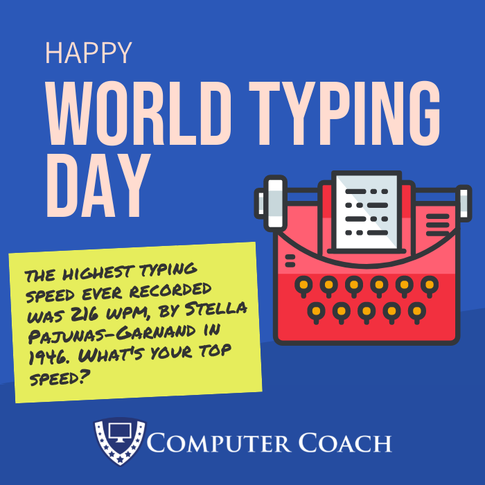 ComputerCoach's tweet photo. It's World Typing Day! Today, we encourage people to express themselves using written communication. #computercoach #worldtypingday #typewriter #thewrittenword https://t.co/vFW0bFtT7F