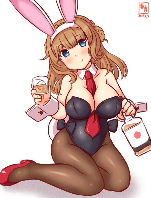 「次はバーボンにしましょ ねっ? 呑むでしょ!」#艦これ版真剣お絵描き60分一本勝負_20230108#レンジャー ※遅刻10分 