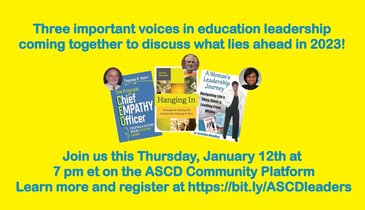 RSVP now to join us this Thursday for School Leadership: Self-Care, Staff & Students! bit.ly/ASCDleaders @knitarow @raeoflightcoach @FreddieShaker @TokenBlackTeach @teacherxatli @izzieteaches @ltayloredu @GingerTedder @woodfromawoods