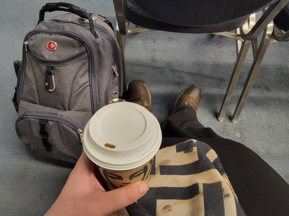 My #TRBAM2023 survival kit. A cup of coffee, comfortable shoes, and a bagpack full of essentials. Look forward to seeing everyone <a href="/NASEMTRB/">TRB</a> annual meeting.