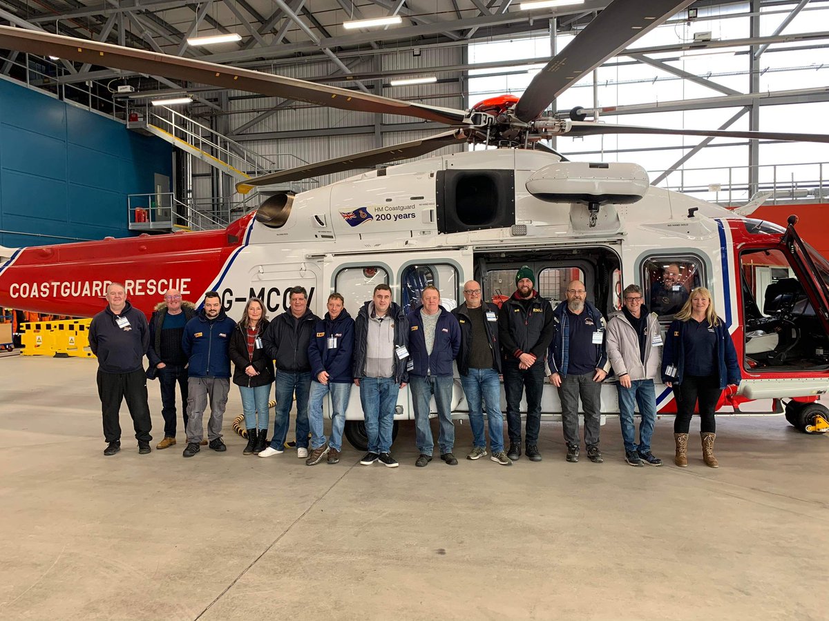 DungenessRNLI's tweet photo. This morning some of our volunteers went to visit the local coastguard helicopter team at Lydd to see what they do and have a chat about working together on rescues in the English Channel.

A great morning had by all, thanks for having us! https://t.co/27h6HLTUjZ