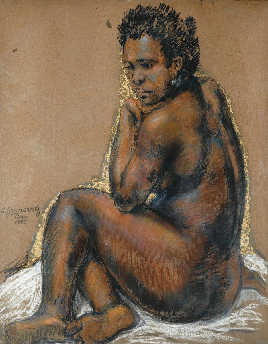 AmorousHistpod's tweet photo. Seated Nude (1925) by
Samuel Granovsky (Russian, 1889-1942) ๐ผ
#FlirtyFriday #FineArt #Nude #SamuelGranovsky #20thCentury #RussianArt #20thCenturyArt #BodiesInArt #WomenInArt #FineArtFriday #SexHistory #HistoryOfSex https://t.co/ujYJfr1v4R