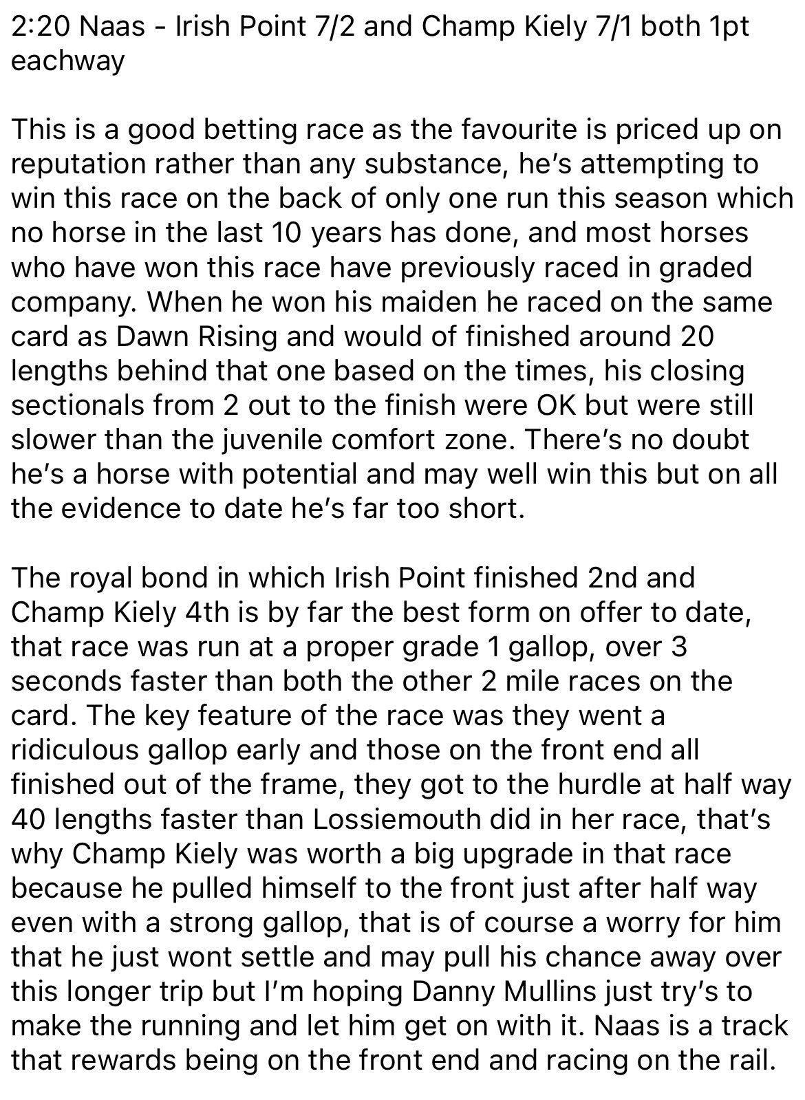 MFRacing on Twitter "The Big race at Naas going exactly as predicted