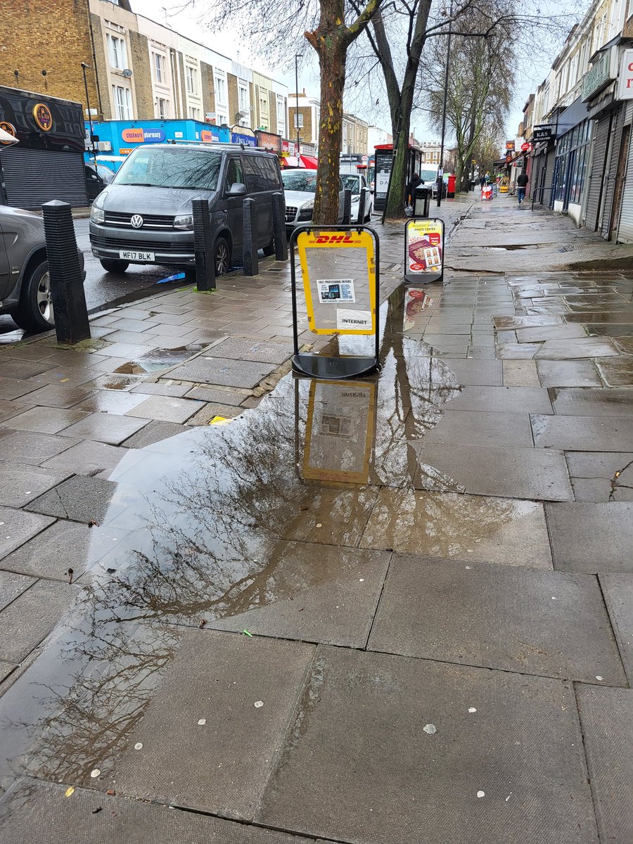 DorlingJan's tweet photo. Some parts of Caledonian Road pavement could do with boats today!! @Paul_Convery
Treacherous paving underneath to contend with as well. https://t.co/vrheDLjOi3