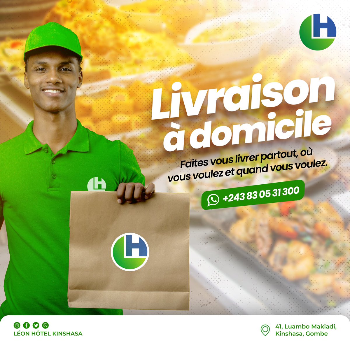 LeonhotelKin's tweet photo. •••
Passez vos commandes et faites vous livrer partout à Kinshasa ! 
•••

☎️ +243 83 05 31 300

#livraisonadomicile #livraison #kinshasa #rdcongo #foods #leonhotel #restaurant #fastfood https://t.co/wTRJEhPC3Z