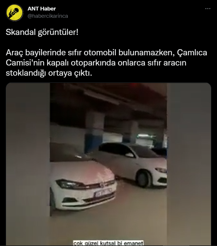 zaytung's tweet photo. FotoHaber - Çamlıca Camii'nin altında keşfedilen Türkiye'nin en büyük 0 km araç rezervinin, otomobil piyasasını rahatlatması bekleniyor... https://t.co/6ru0MPVFXm https://t.co/WjmKaoYxqq