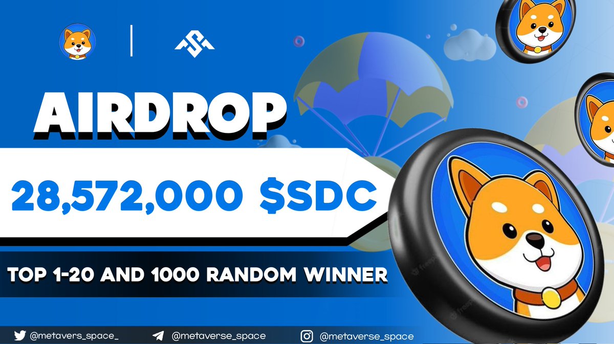 🎉🎉 Big airdrop worth 28572000 $SDC tokens 🚀🚀

To Enter ⤵️
✅ Follow <a href="/Metavers_space_/">Bryan Fn</a> 
✅ Like Rt/Tag 5 Frnds
✅ complete all task 👉gleam.io/bU9CK/instant-…

6 day⏳
#Giveaway  #Tokengiveway  #airdrop #airdroptoken  #Rendom #Fcfs #Memecoin