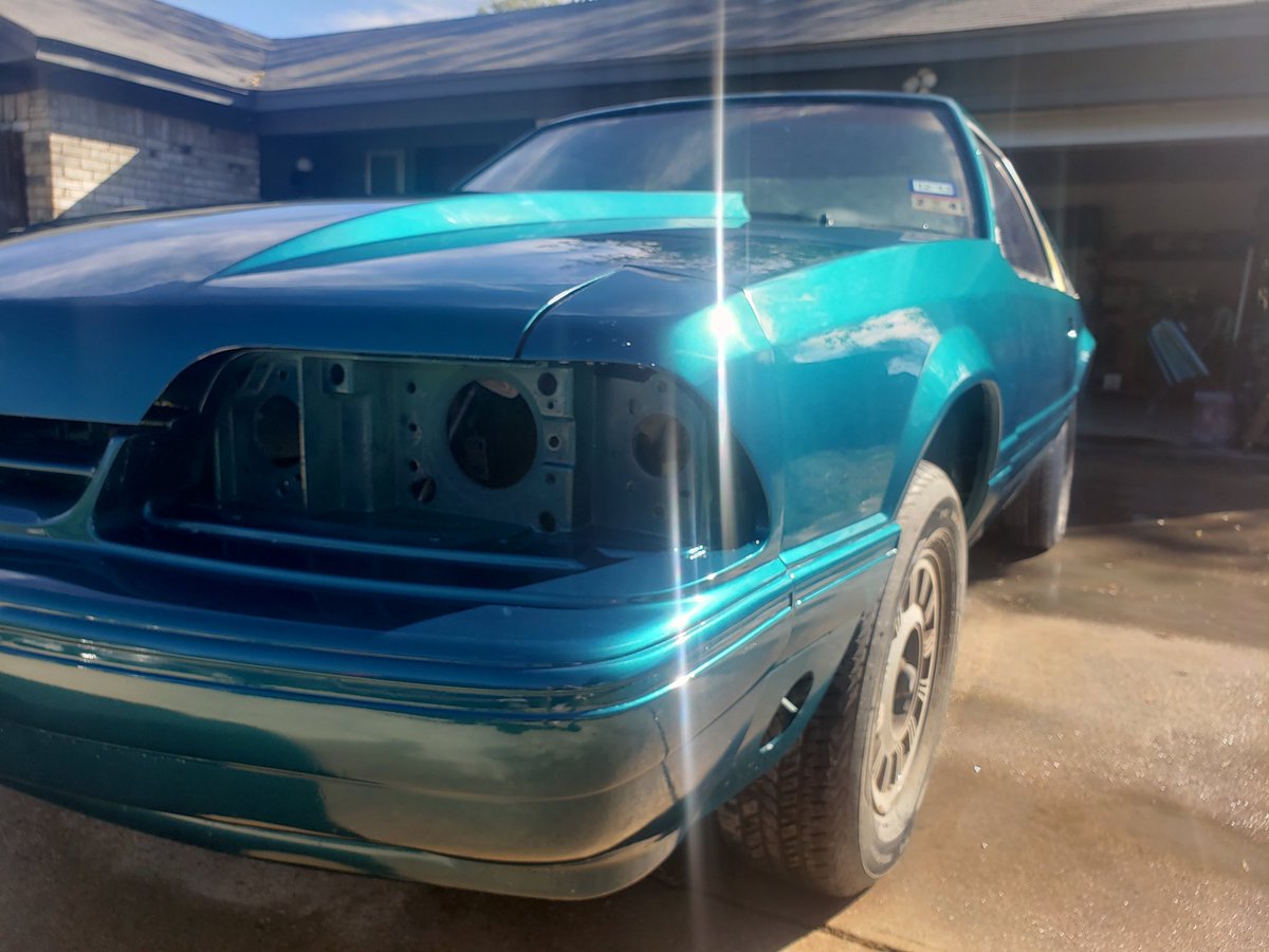 Sticky_Pittore's tweet photo. '88 Mustang painted Reef blue ready for coyote engine swap. Dings and dents no more.
Great color and pops in the sun.
#mustang #reefblue https://t.co/5fnrrMhjbH