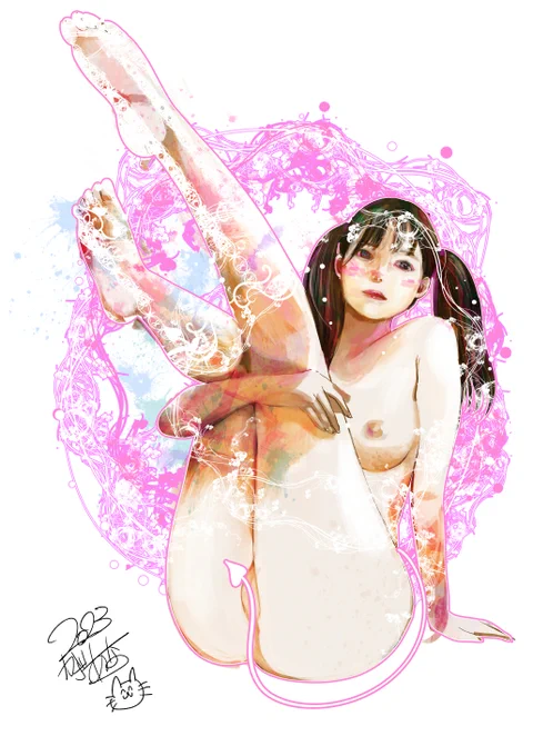 今年漫画の合間に描いたモデルさん絵みてよ 