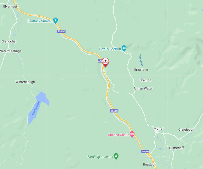 trafficscotland's tweet photo. ❗ NEW ⌚ 14.55
#A74M
Police are en route to reports of an RTC northbound J15 - J14
More info as we get it.
#drivesafe https://t.co/U01LCa95BH