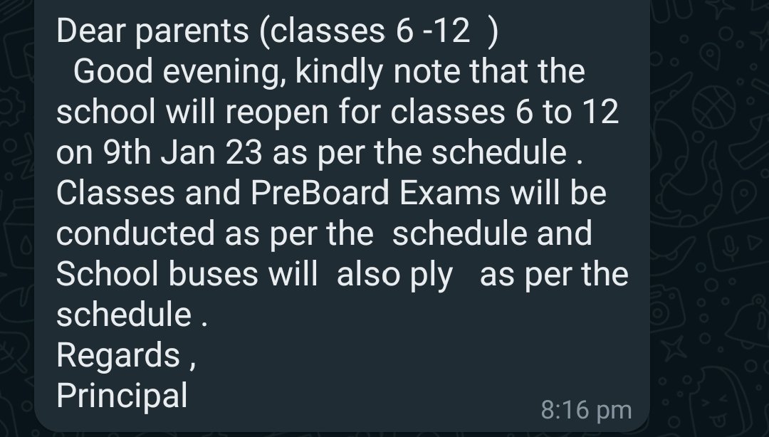 ShreyJa40's tweet photo. @ArvindKejriwal @msisodia @Minister_Edu @cbseindia29 
As per the latest order, the private Schools are ordered to close the school till 15 Jan due to extremely cold weather,but AIR FORCE BAL BHARTI SCHOOL is continuing the school irrespective official orders of Govt. Of Delhi. https://t.co/oveIrsJx3s