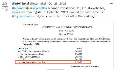 intel_jakal's tweet photo. @Annihil4tionGod keep focus on  #keyvision try and identify the first and last known payment.
back in Sep 2021 when I traced on of #Binance entities to #seychelles I was unaware that Key Vision was in the Binance family. https://t.co/FRA2eXx7hv