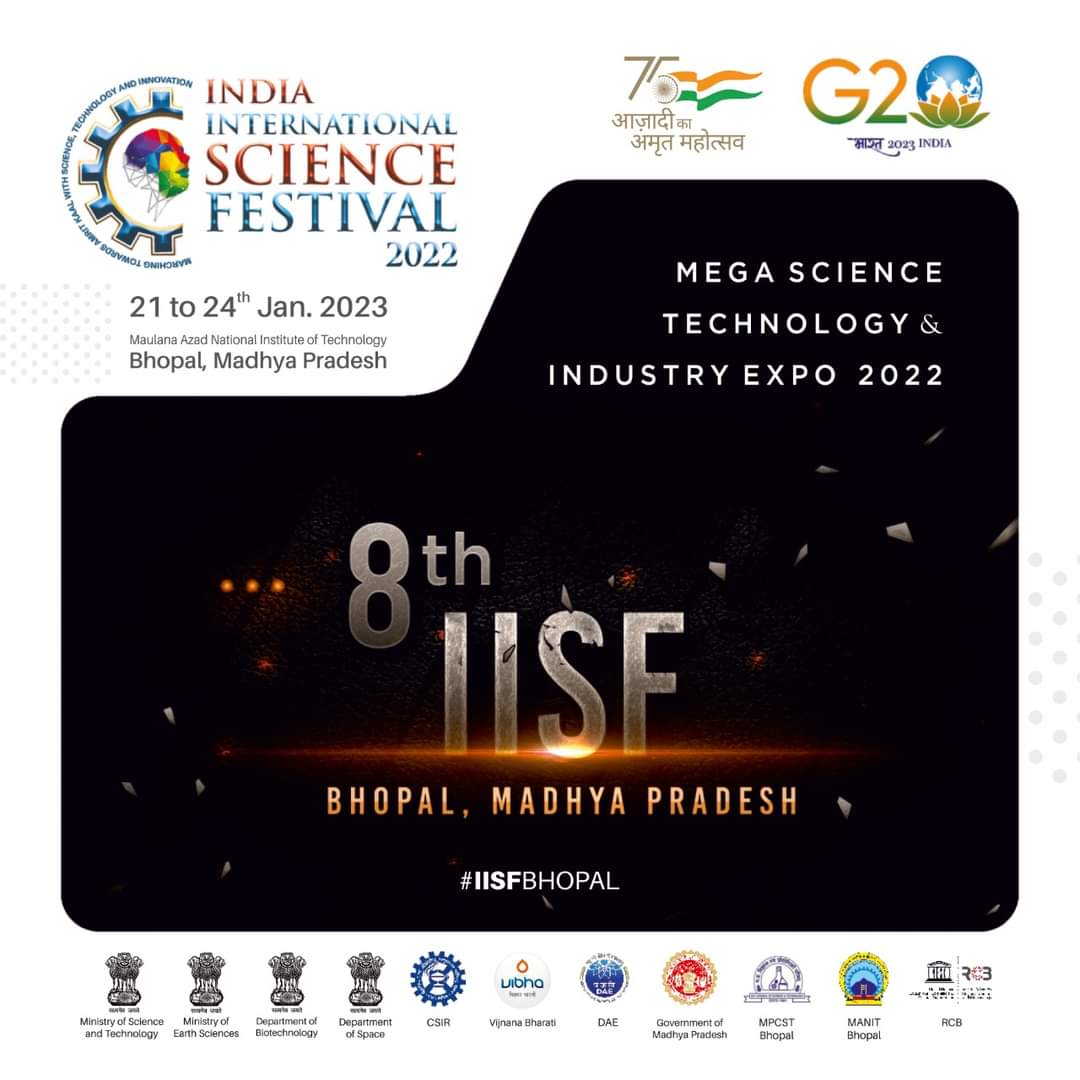 India International Science Festival is India's largest celebration of #science  

The 8th Edition of IISF will be held at MANIT Bhopal 

#iisfbhopal @PraveenRamadas @iisfest 
@shreyansh_india  @SreeVIBHAIndia @DBTIndia @Vibha_India @manitbpl