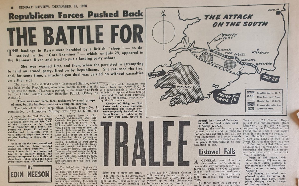 'The Battle for Tralee' by Eoin Neeson

A piece from the Sunday Review newspaper of 21 December 1958 on the arrival of Free State Army in Kerry in August 1922

#IrishCivilWar