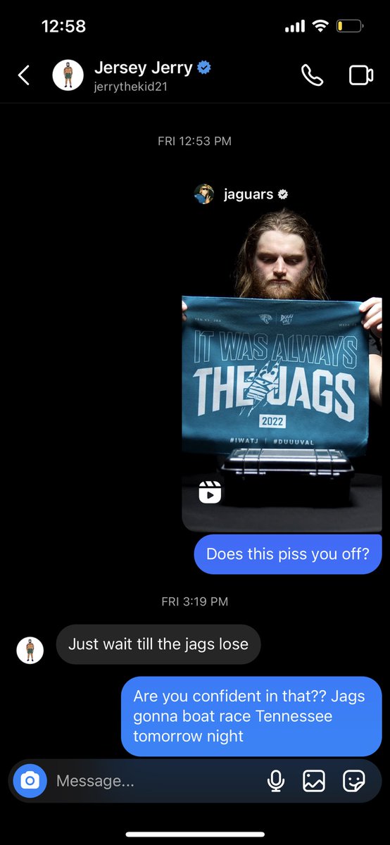 BlairRiley850's tweet photo. It wasn’t a boat race but… It was always the Jags @Jerrythekid21 https://t.co/xsU3MKCxph