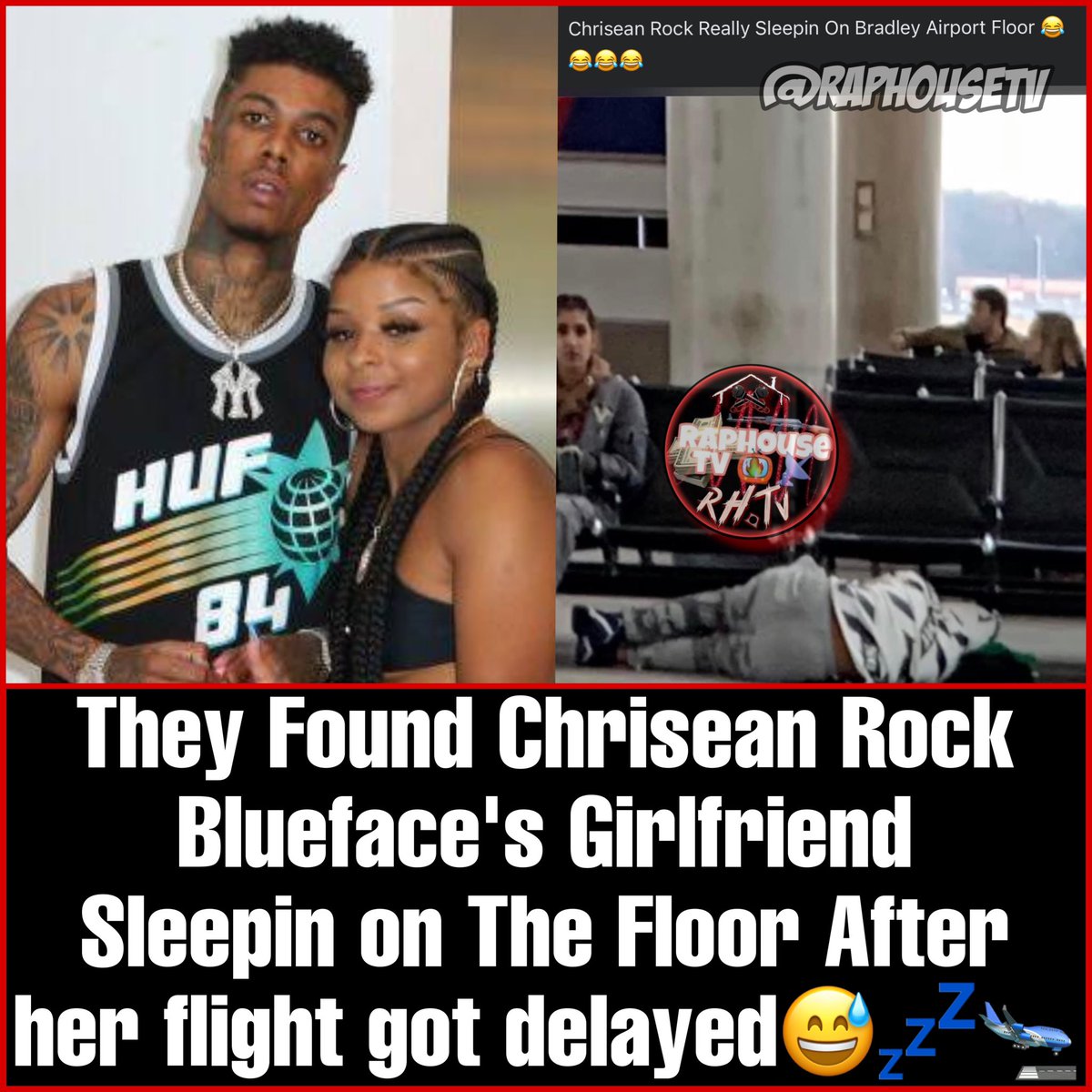 They Found Chrisean Rock Blueface's Girlfriend Sleepin on The Floor After 
her flight got delayed😅💤🛬