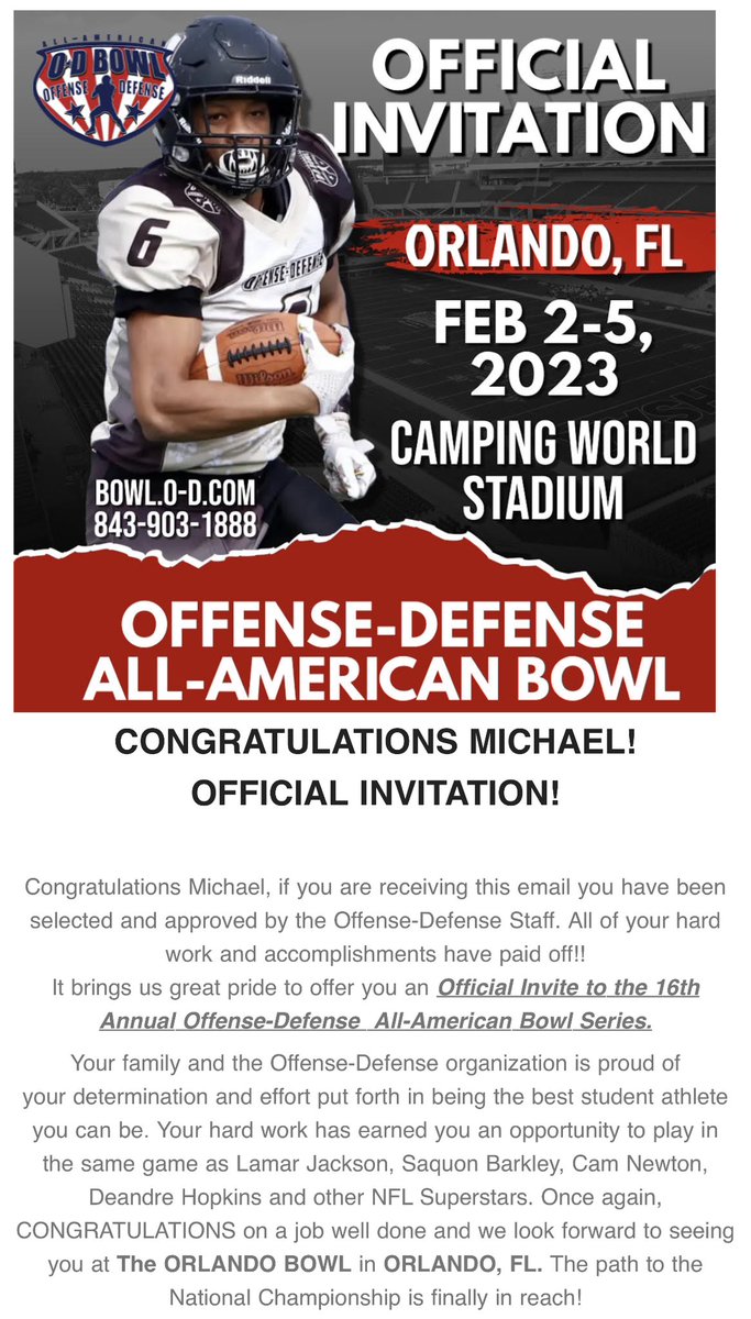 Forney_28's tweet photo. In 3 weeks I’ll be participating in the #ODBowl #OrlandoBowl. Looking forward to playing with some great guys and excited about what opportunities this may bring. #AGTG #LetsGo #Hype #football #runningback #linebacker #ncsa #ncaa https://t.co/rAX0a99WMI