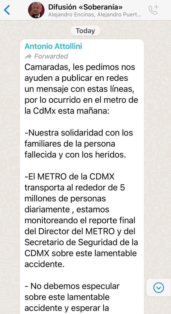 lumendoz's tweet photo. Tan se sabe culpable por la falta de mantenimiento del @MetroCDMX que la regenta @Claudiashein manda q su chalan @AntonioAttolini para aleccionar a los morenos @PartidoMorenaMx con lineas de comunicación para defender lo INDEFENDIBLE . #MetroDeLaMuerte https://t.co/E4xzSqF8HH