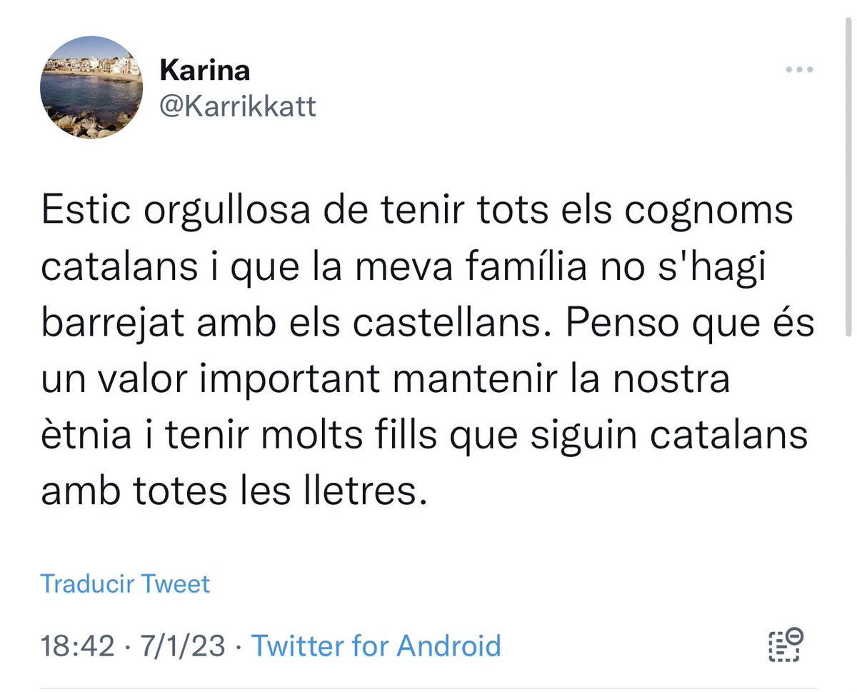 RamonMateos30's tweet photo. -“Estoy orgullosa de tener todos los apellidos catalanes y que mi familia no se haya mezclado con castellanos. Pienso que es un valor importante mantener nuestra etnia y tener muchos hijos que sean catalanes con todas las letras”

#AlertaUltra 🚨
#AlertaNazi ☠️ https://t.co/7R6fO29Sm7