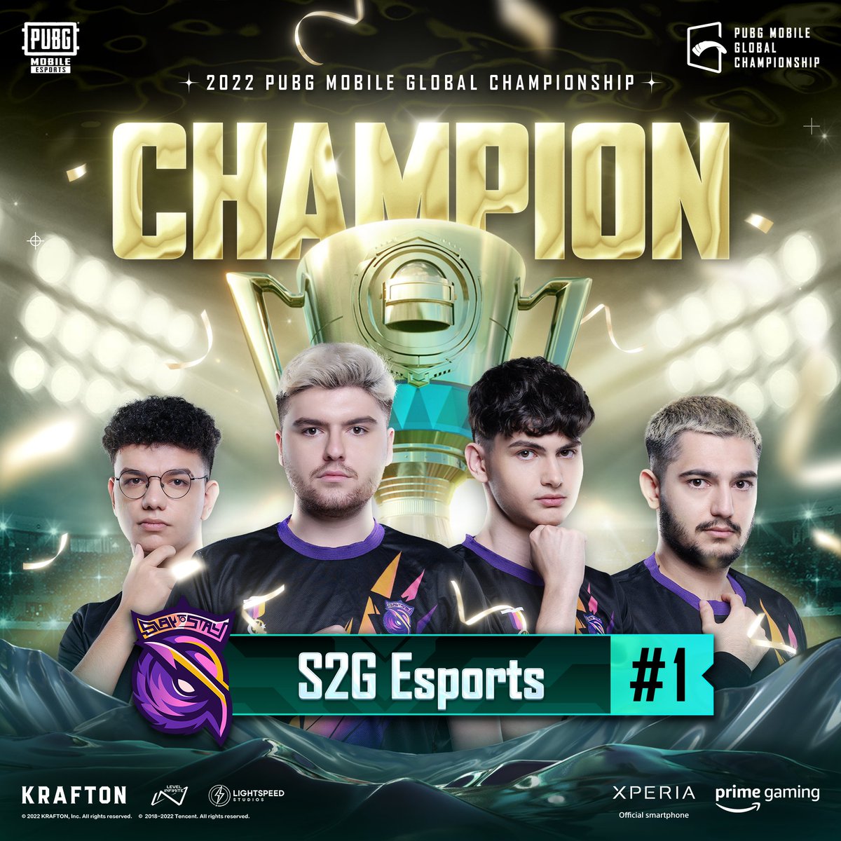 EsportsPUBGM's tweet image. Congratulations to S2G esports for taking the trophy of the 2022 PUBG MOBILE Global Championship! 
DRS Esports for becoming the Runner-up, and Alpha 7 Esports for being third place!

#PUBGMOBILE #PUBGMESPORTS #PMGC2022 #PMGC #BETHEONE #Xperia1IV #PrimeGaming