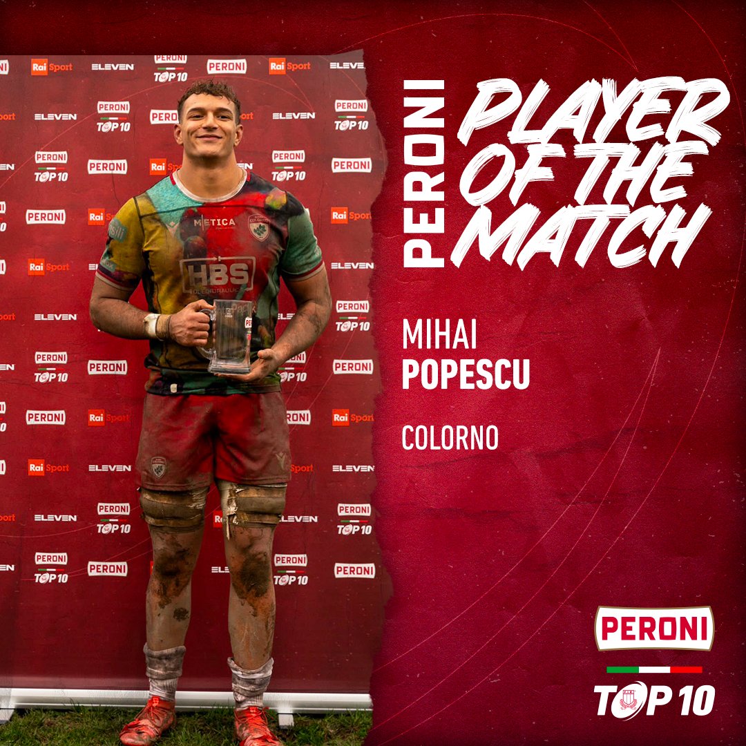 Federugby's tweet photo. 🔴 #PeroniTOP10 

🏆 10ª Giornata | Player of the Match 🏅 

▪ Giuliano #Avaca, Mogliano 
▪ Mihai #Popescu, Colorno
▪ Alessio #Guardiano, Fiamme Oro

#rugbypassioneitaliana https://t.co/adoAS8TTlZ
